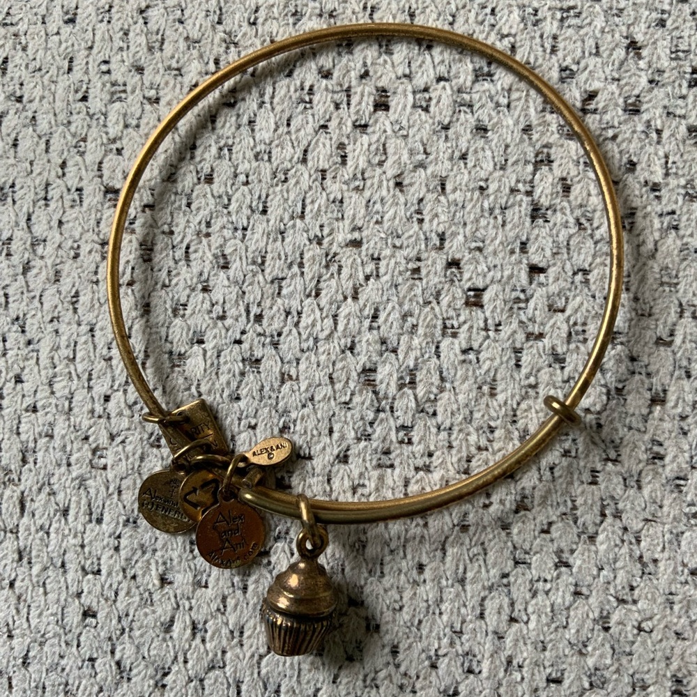 Authentic Alex and Ani gold cupcake bracelet